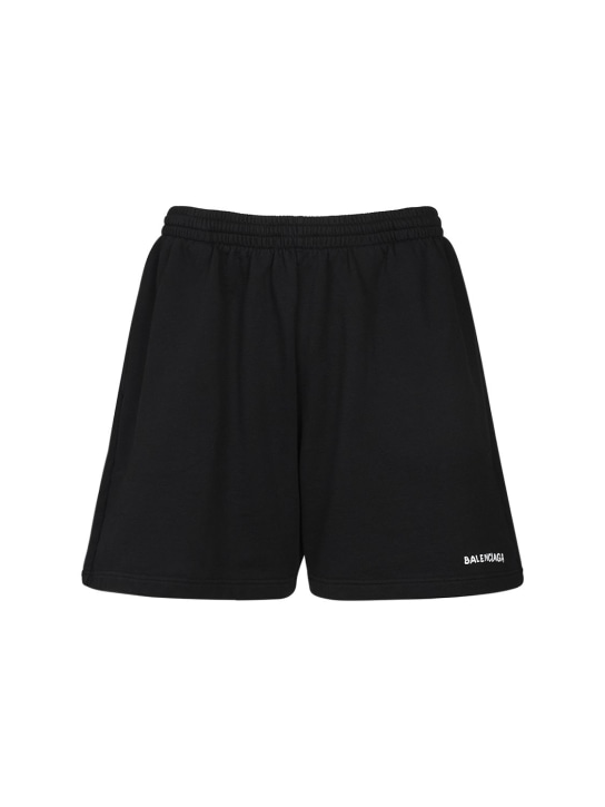 Balenciaga: Shorts in cotone - Nero/Bianco - men_0 | Luisa Via Roma