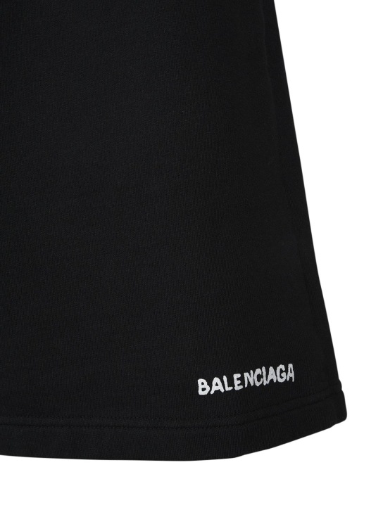 Balenciaga: Short en coton - Noir/Blanc - men_1 | Luisa Via Roma