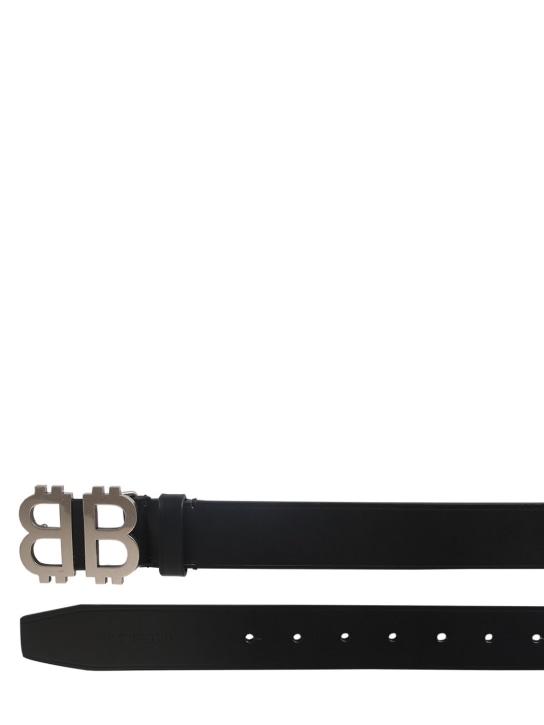 Balenciaga: 3.5cm Crypto BB leather belt - Black - men_2 | Luisa Via Roma