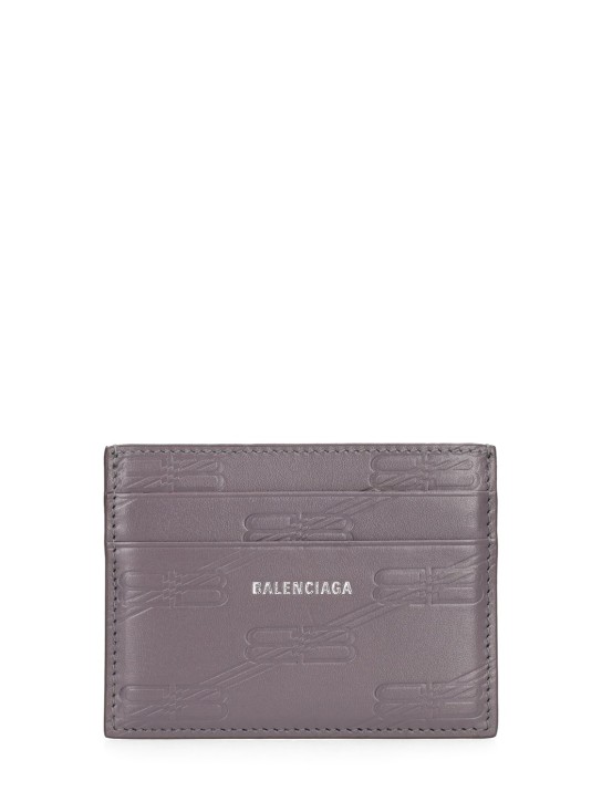 Balenciaga: BB monogram leather card case - Dark Grey - men_0 | Luisa Via Roma