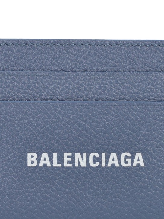 Balenciaga: Leather card holder - Blue/Grey - men_1 | Luisa Via Roma
