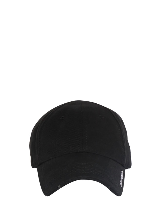 Balenciaga: Cappello leggero in cotone - Nero/Bianco - men_0 | Luisa Via Roma