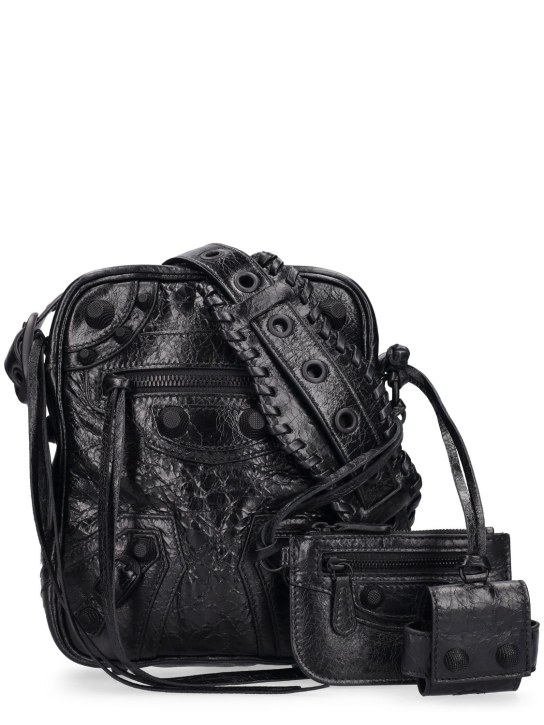 Balenciaga: Medium Le Cagole leather crossbody bag - Black - men_0 | Luisa Via Roma