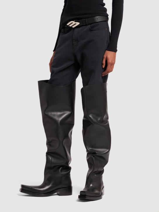 Balenciaga: Santiago leather boots - Black - men_1 | Luisa Via Roma