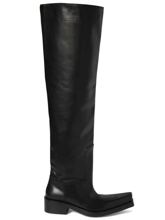 Balenciaga: Santiago leather boots - Siyah - men_0 | Luisa Via Roma