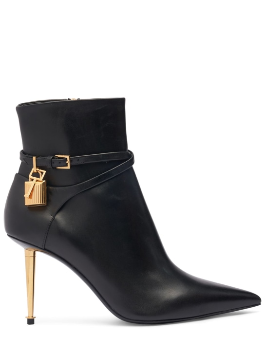 Tom Ford: 85mm Padlock leather ankle boots - Black - women_0 | Luisa Via Roma