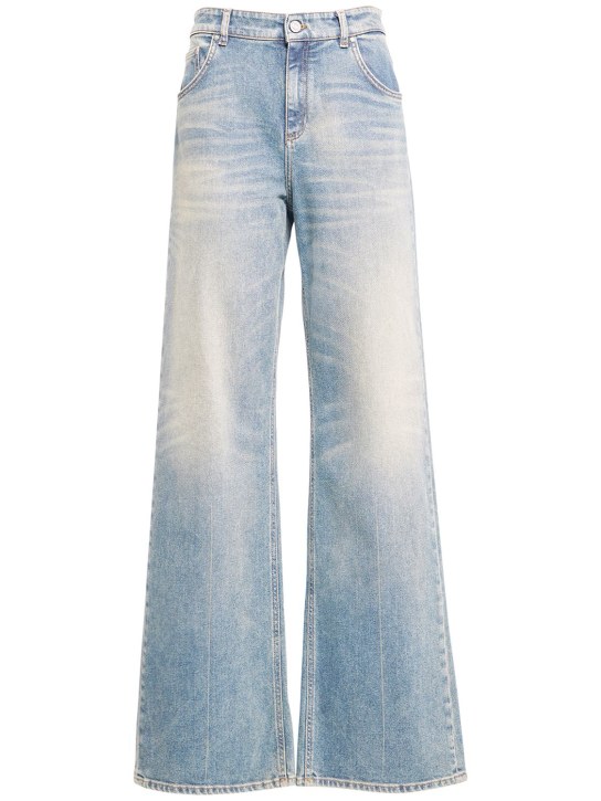 Blumarine: Denim medium waist wide leg jeans - women_0 | Luisa Via Roma