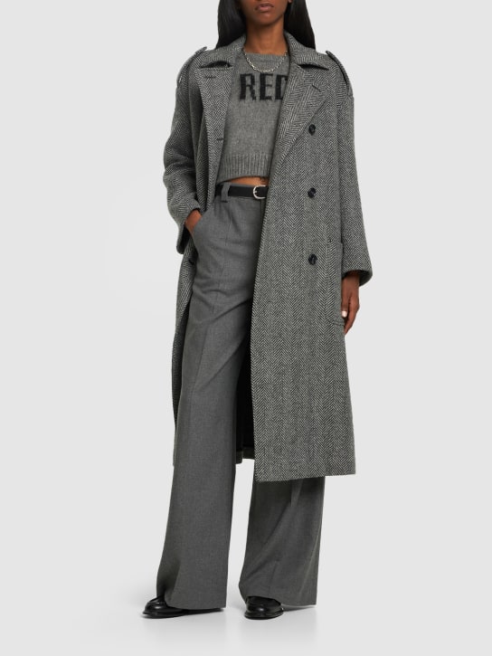REDValentino: Langer Mantel aus Wolle mit Gürtel - Grau - women_1 | Luisa Via Roma