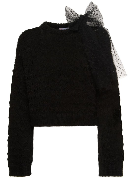 REDValentino: Acrylic blend knit sweater - Schwarz - women_0 | Luisa Via Roma