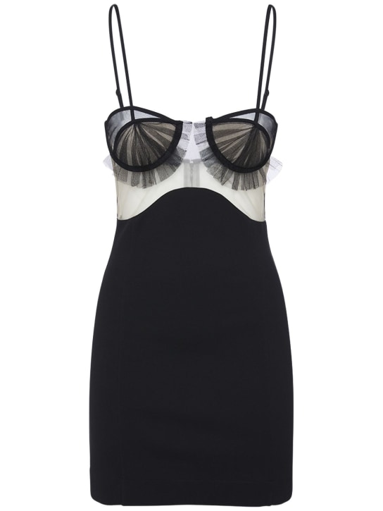 Nensi Dojaka: Tulle and jersey mini dress - Black - women_0 | Luisa Via Roma