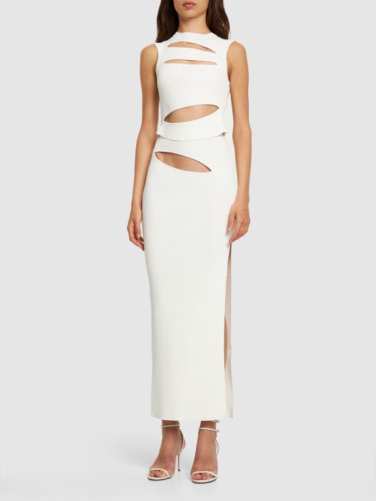 Christopher Esber: Gonna lunga vita alta Slash in maglia - Avorio - women_1 | Luisa Via Roma