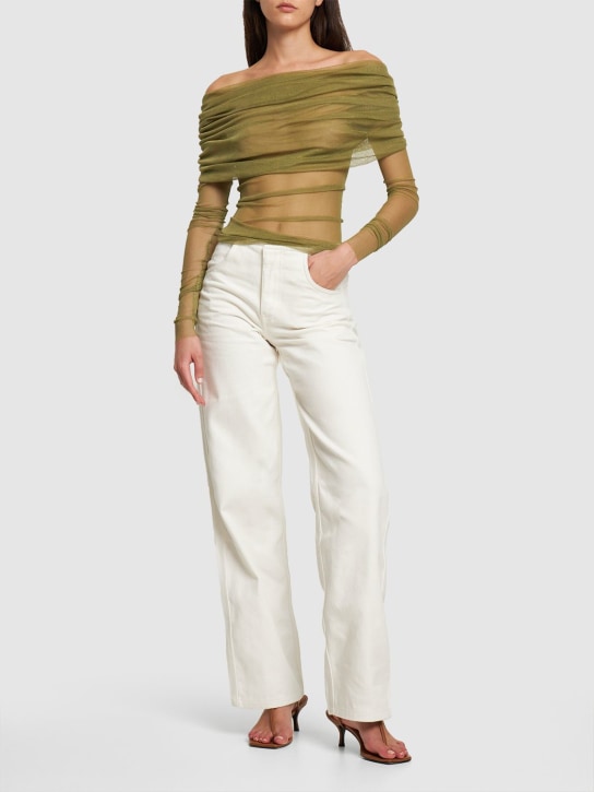 Christopher Esber: Jeans rectos de algodón de denim - Blanco - women_1 | Luisa Via Roma