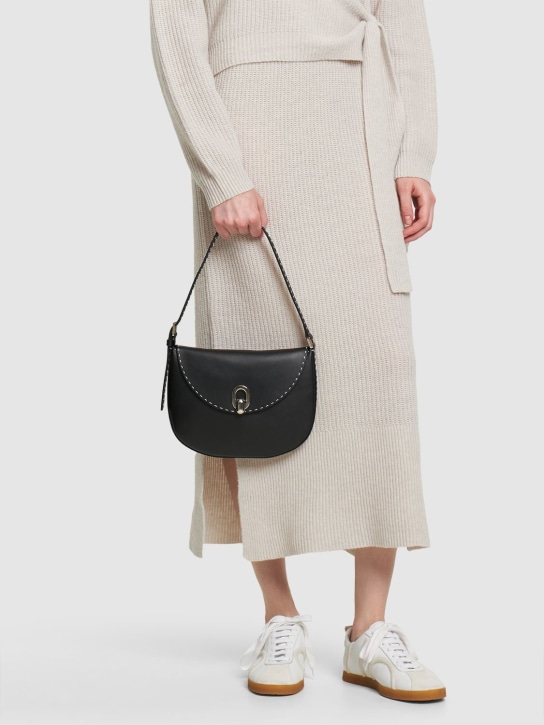 Savette: Small Tondo studded leather hobo bag - Siyah - women_1 | Luisa Via Roma