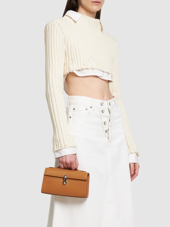 Savette: The Symmetry leather top handle bag - Saddle - women_1 | Luisa Via Roma