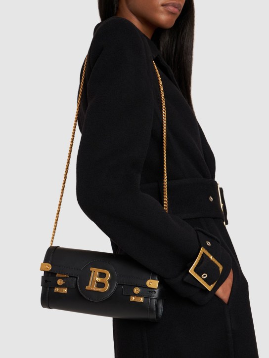 Balmain: Bbuzz 23 leather pouch with chain - 0pa Noir - women_1 | Luisa Via Roma