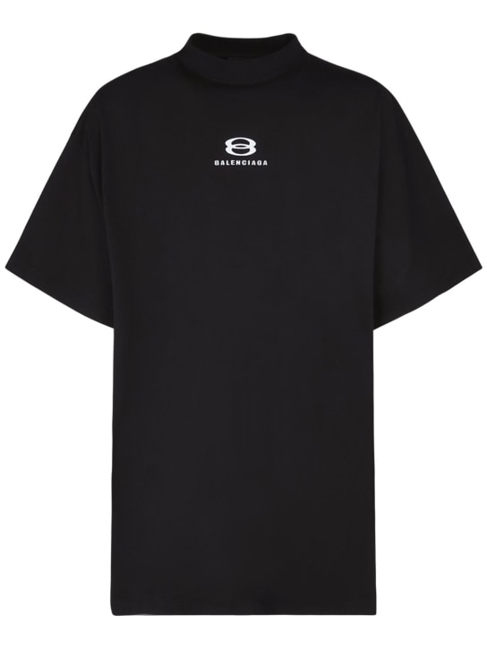 Balenciaga: Unity复古棉质平纹针织T恤 - 黑色 - men_0 | Luisa Via Roma
