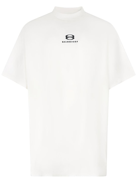 Balenciaga: Unity复古棉质平纹针织T恤 - 白色 - men_0 | Luisa Via Roma