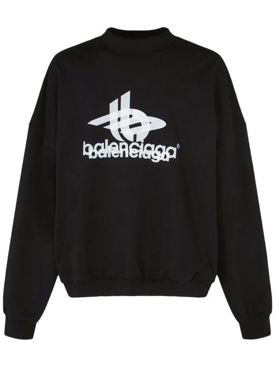 Balenciaga: Layered sports cotton sweatshirt - Black - men_0 | Luisa Via Roma