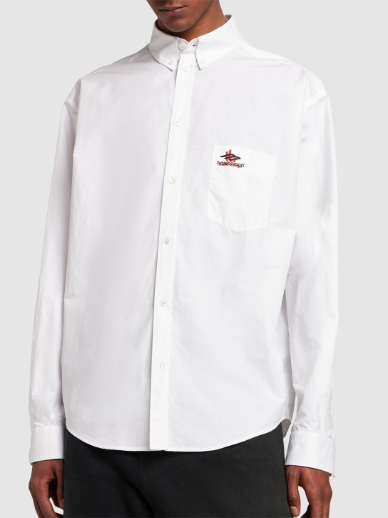 Balenciaga: Cotton poplin shirt - White - men_1 | Luisa Via Roma