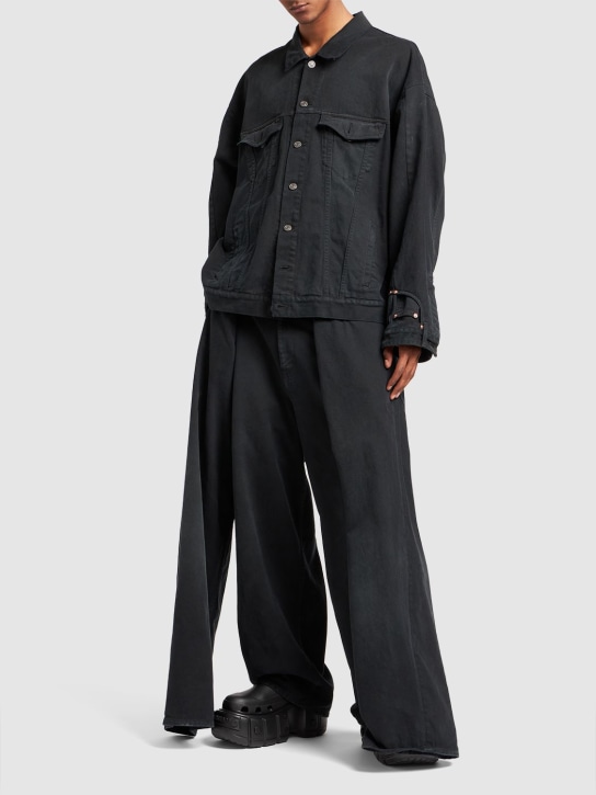 Balenciaga: Jacke aus weichem Baumwolldenim - Schwarz - men_1 | Luisa Via Roma