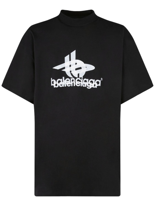 Balenciaga: Mehrlagiges Sporthemd aus Vintage-Baumwolle - Schwarz - men_0 | Luisa Via Roma