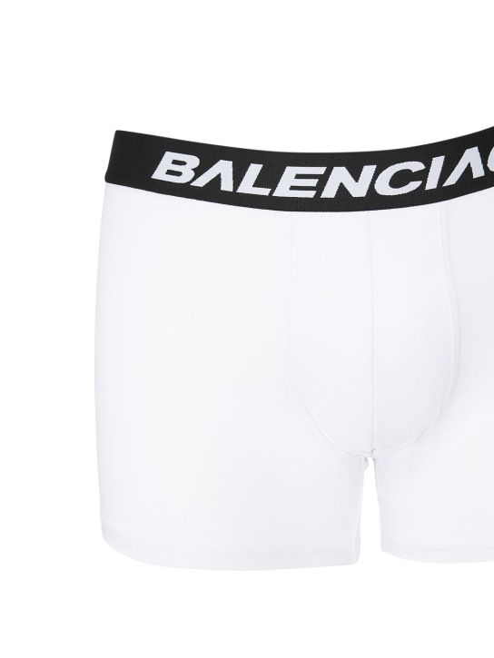 Balenciaga: Boxer en coton doux Racer - Blanc - men_1 | Luisa Via Roma