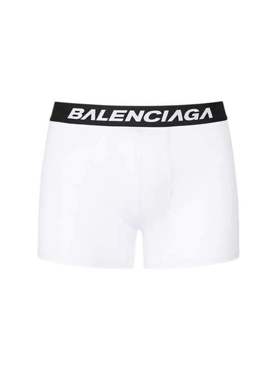 Balenciaga: Racer柔软棉质平角内裤 - 白色 - men_0 | Luisa Via Roma