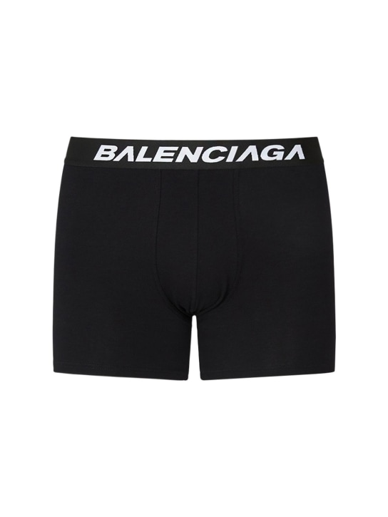 Balenciaga: Racer soft cotton boxer briefs - Siyah - men_0 | Luisa Via Roma