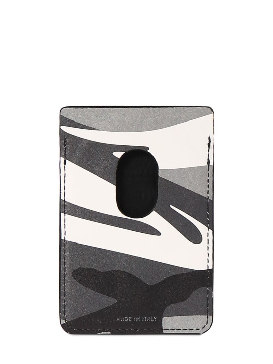 Balenciaga: Everyday camo leather magnet card holder - Grey/White - men_1 | Luisa Via Roma
