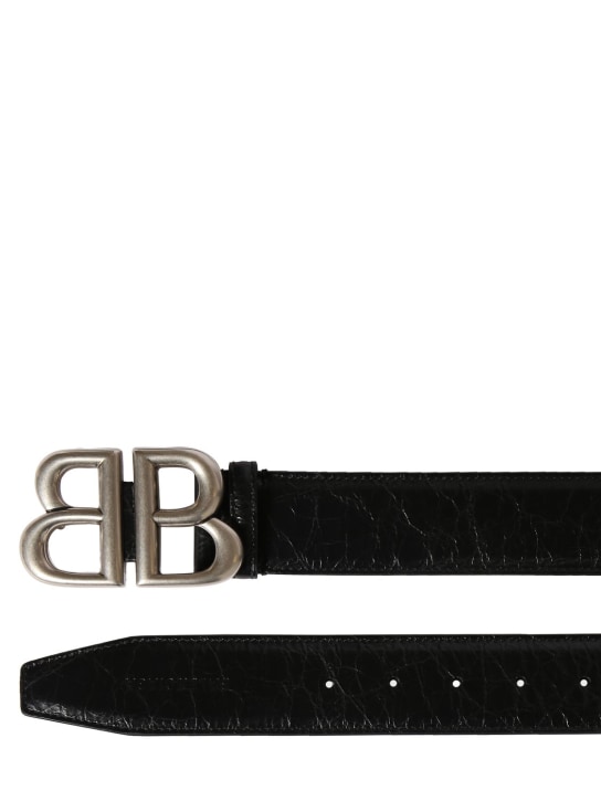 Balenciaga: 40mm BB Monaco leather belt - Black - men_2 | Luisa Via Roma