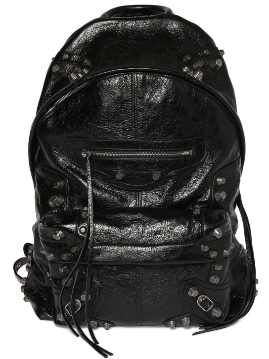 Balenciaga: Cagole leather backpack - Black - men_0 | Luisa Via Roma