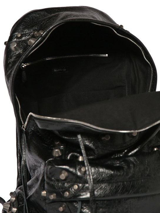 Balenciaga: Cagole leather backpack - Black - men_6 | Luisa Via Roma