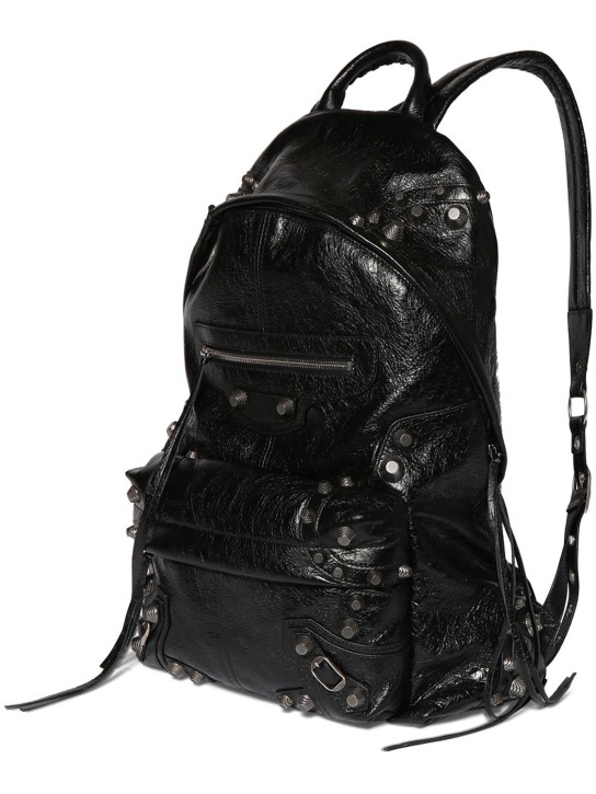 Balenciaga: Cagole leather backpack - Black - men_4 | Luisa Via Roma