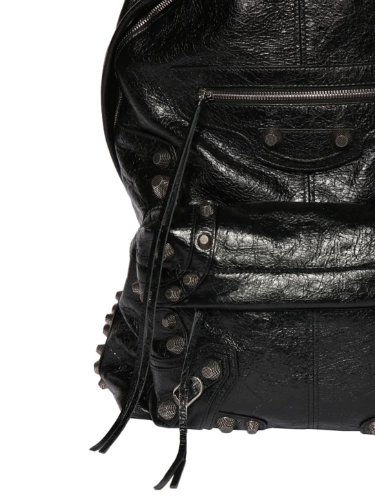 Balenciaga: Cagole leather backpack - Black - men_3 | Luisa Via Roma