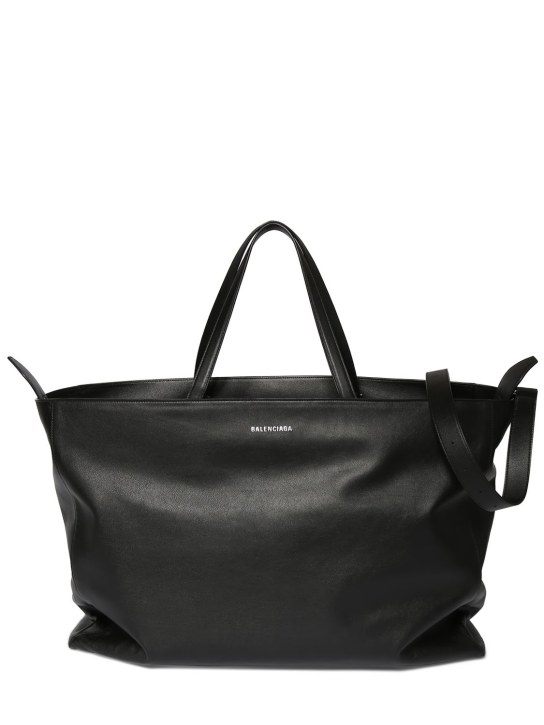Balenciaga: XL carryall leather tote bag - Siyah - men_1 | Luisa Via Roma