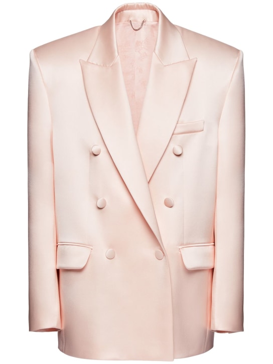 Magda Butrym: Oversize double breast satin blazer - Light Pink - women_0 | Luisa Via Roma