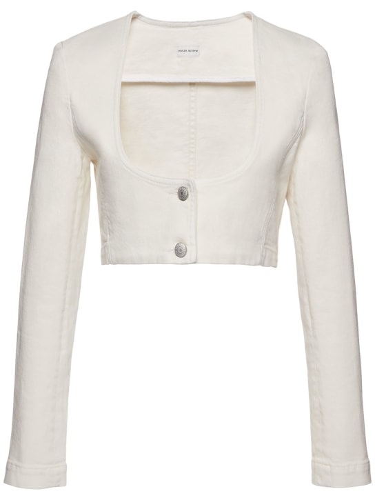 Magda Butrym: Scoop neck cotton denim crop jacket - Cream - women_0 | Luisa Via Roma