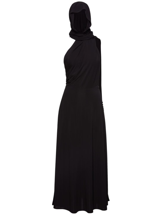 Magda Butrym: Hooded jersey midi dress - Black - women_0 | Luisa Via Roma