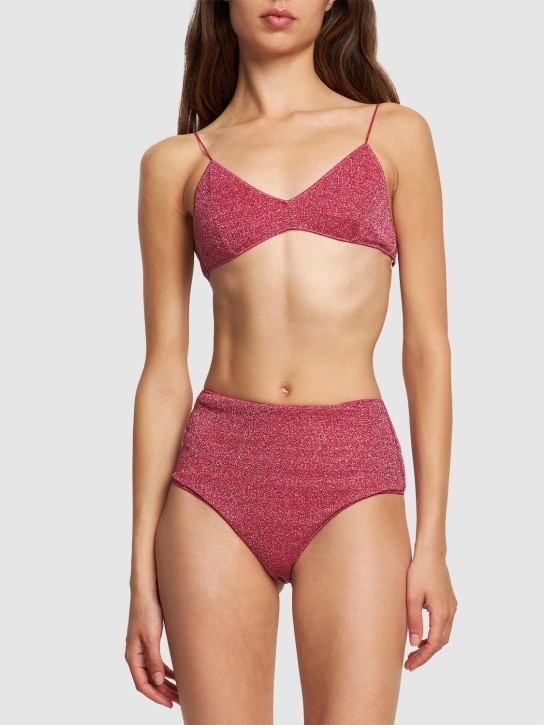 Oséree Swimwear: Lumiere high rise lurex bikini set - Pink - women_1 | Luisa Via Roma