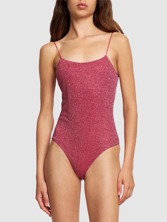 Oséree Swimwear: Lumiere Maillot lurex one piece swimsuit - Pink - women_1 | Luisa Via Roma