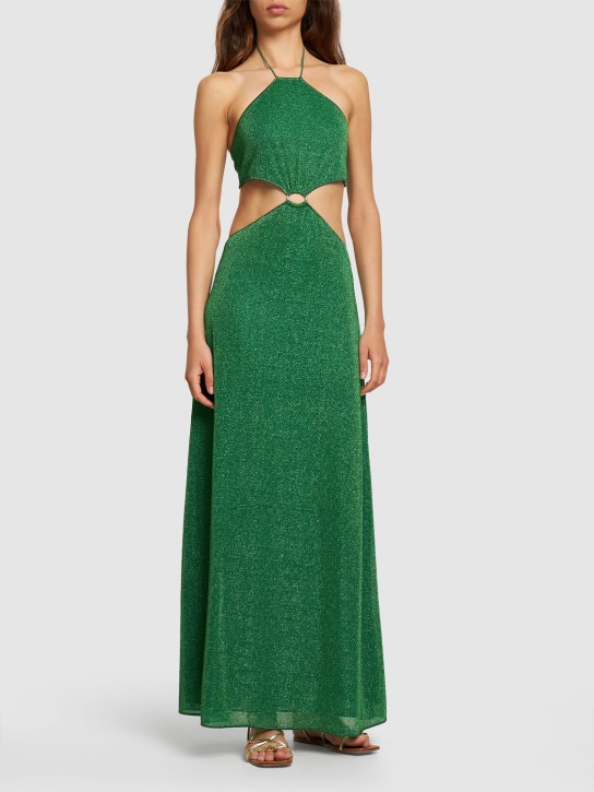 Oséree Swimwear: Lumiere lurex long dress - Green - women_1 | Luisa Via Roma