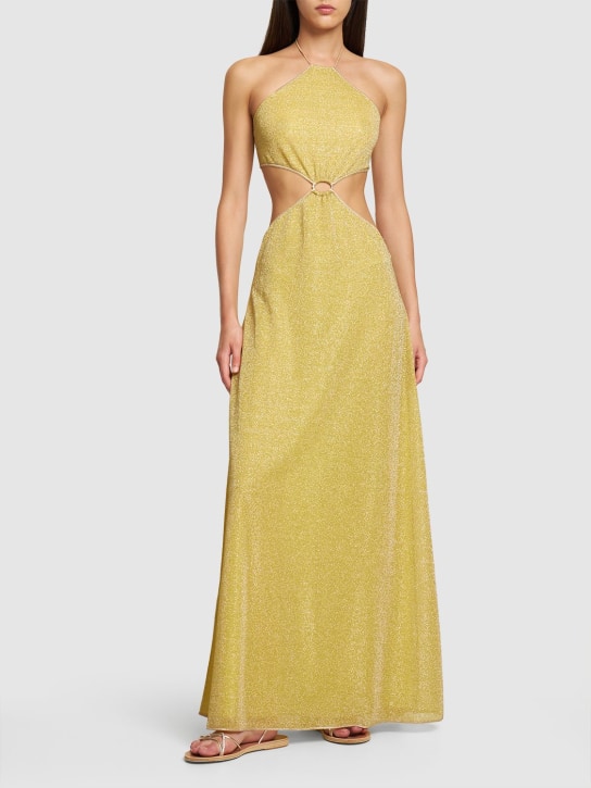 Oséree Swimwear: Lumiere lurex long dress - Yellow - women_1 | Luisa Via Roma