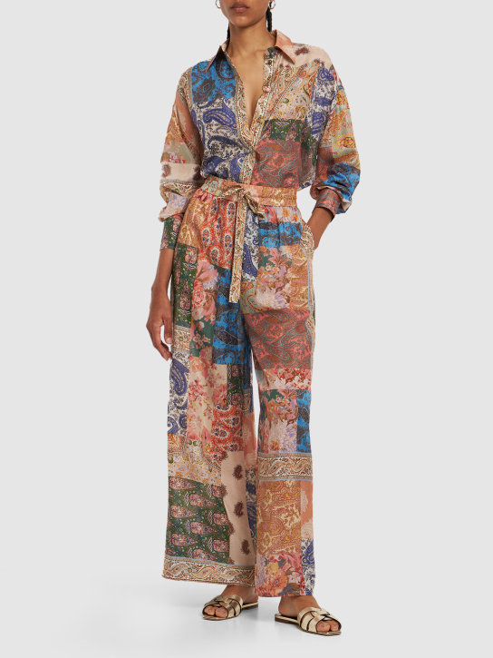 Zimmermann: Devi printed relaxed fit silk pants - Multicolor - women_1 | Luisa Via Roma