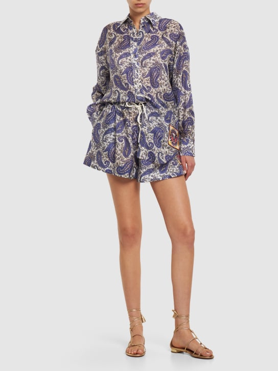 Zimmermann: Devi printed relaxed fit silk shorts - Multicolor - women_1 | Luisa Via Roma