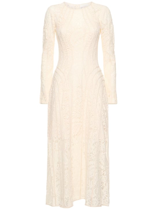 Zimmermann: Devi cotton blend lace midi dress - Cream - women_0 | Luisa Via Roma