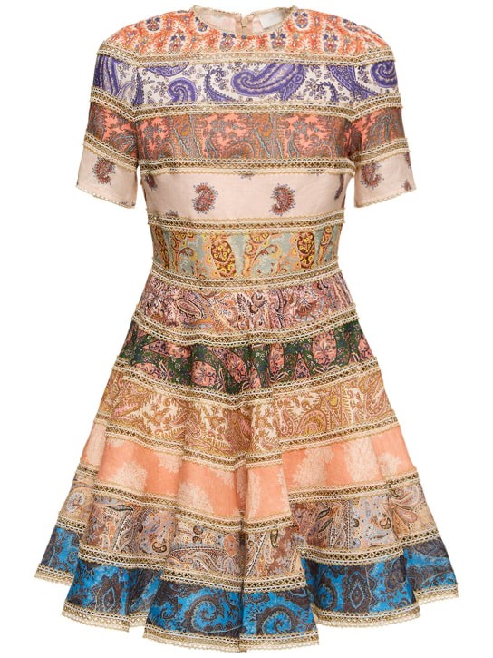 Zimmermann: Devi short sleeved linen mini dress - Renkli - women_0 | Luisa Via Roma