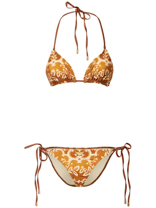 Zimmermann: Raie printed triangle bikini set - Multicolor - women_0 | Luisa Via Roma