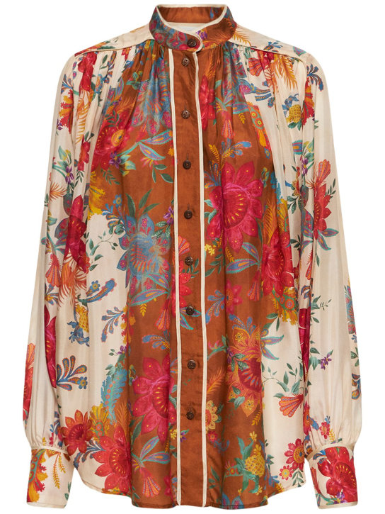 Zimmermann: Ginger relaxed fit buttoned silk blouse - Multicolor - women_0 | Luisa Via Roma