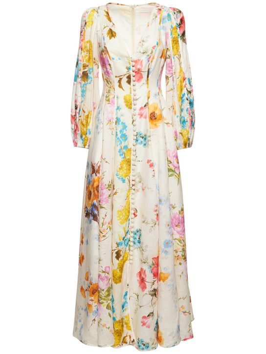 Zimmermann: Robe longue en lin floral Halcyon - Multicolore - women_0 | Luisa Via Roma