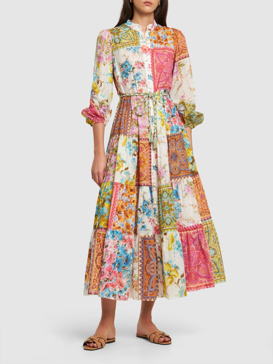 Zimmermann: Halcyon printed tiered cotton midi dress - Multicolor - women_1 | Luisa Via Roma